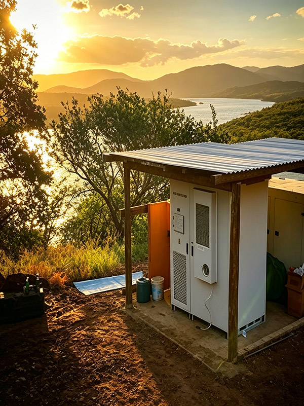 Soluções de baterias e armazenamento de energia — Caso 1: Sistema de armazenamento de energia com bateria LFP de 100 kW/215 kWh para alimentação de emergência.
