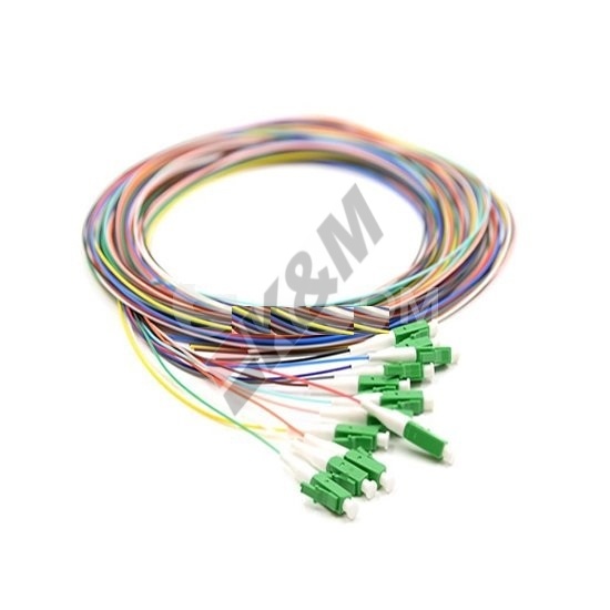 12 fibras LC/APC Color-coded fibra mono-modo óptica Pigtail